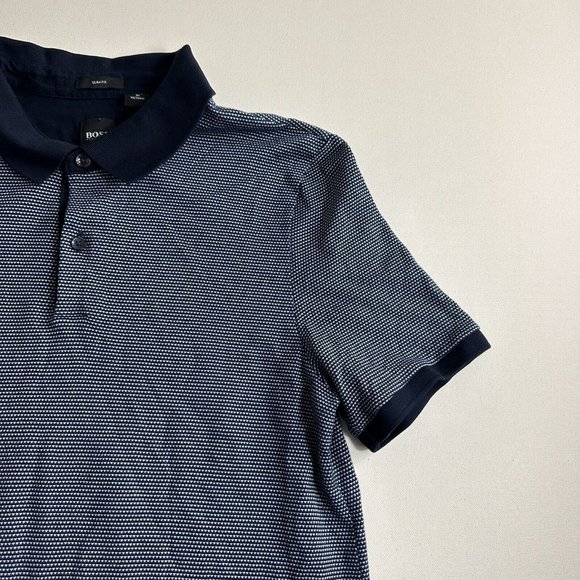 HUGO BOSS PENROSE 28 MEN SIZE L SLIM FIT POLO SHIRTS DARK BLUE WHITE 50436325 - Picture 4 of 9